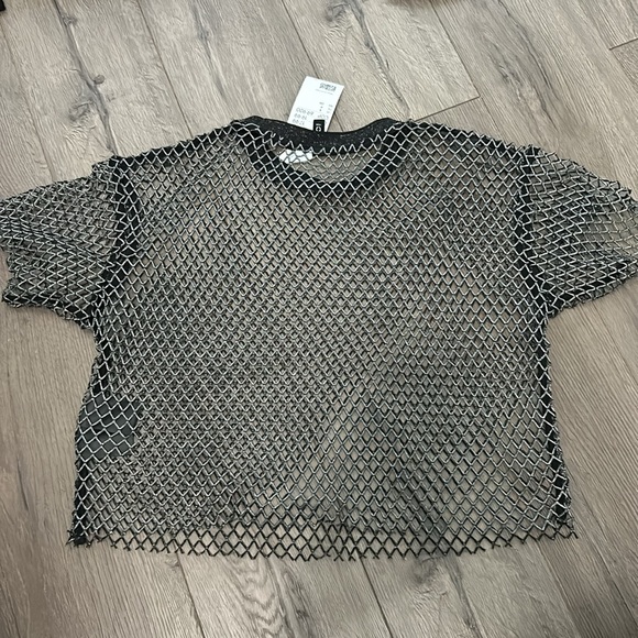 COPY - Women’s sparkly net top, loose fit cropped - Picture 2 of 3